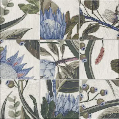 DECOR BLUE LEAVES 20x20